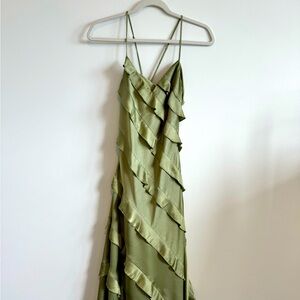 Moss Green Ruffle Maxi Dress